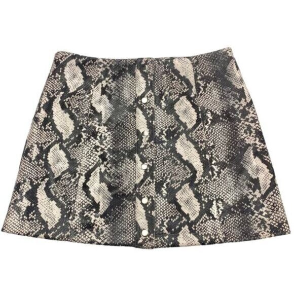 UO Siren Snake Print Button-Front Mini Skirt Medium - Picture 3 of 7